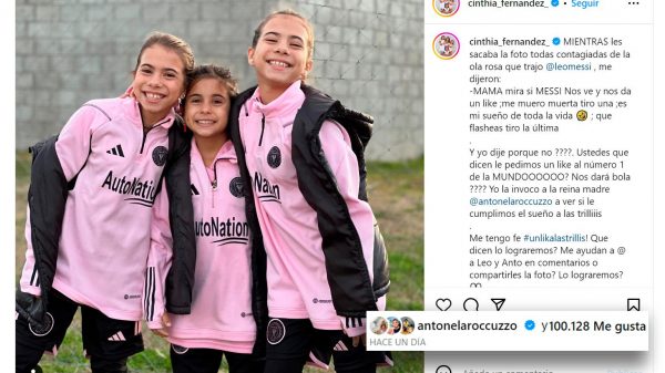 Cinthia Fernández inició una campaña que vincula a Messi con sus hijas: la reacción de Antonela