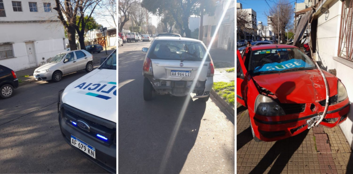 VIDEO: Dos autos chocaron en el centro de La Plata y uno tiró el tinglado de un comercio